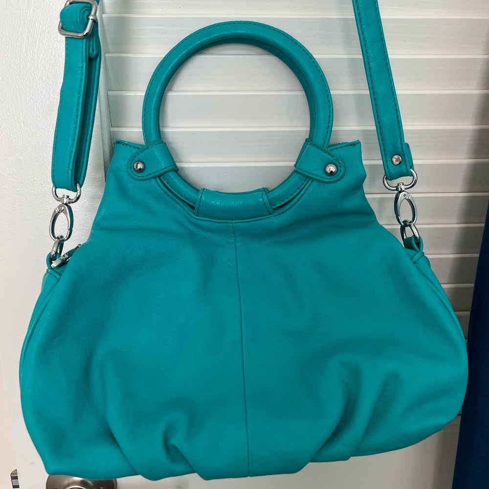 Blue Turquoise Teal Leather Purse Crossbody Bag